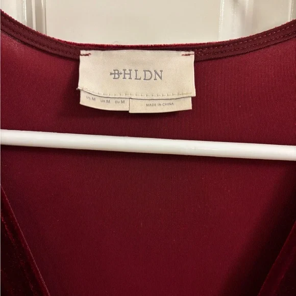BHLDN Velvet High Low Dress in Deep Red - Picture 3 of 5